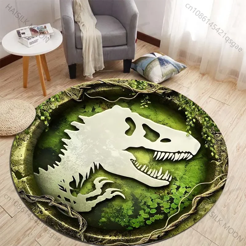 Kids Outdoor Flooring - HD 3D Dinosaur Print Round Rugs