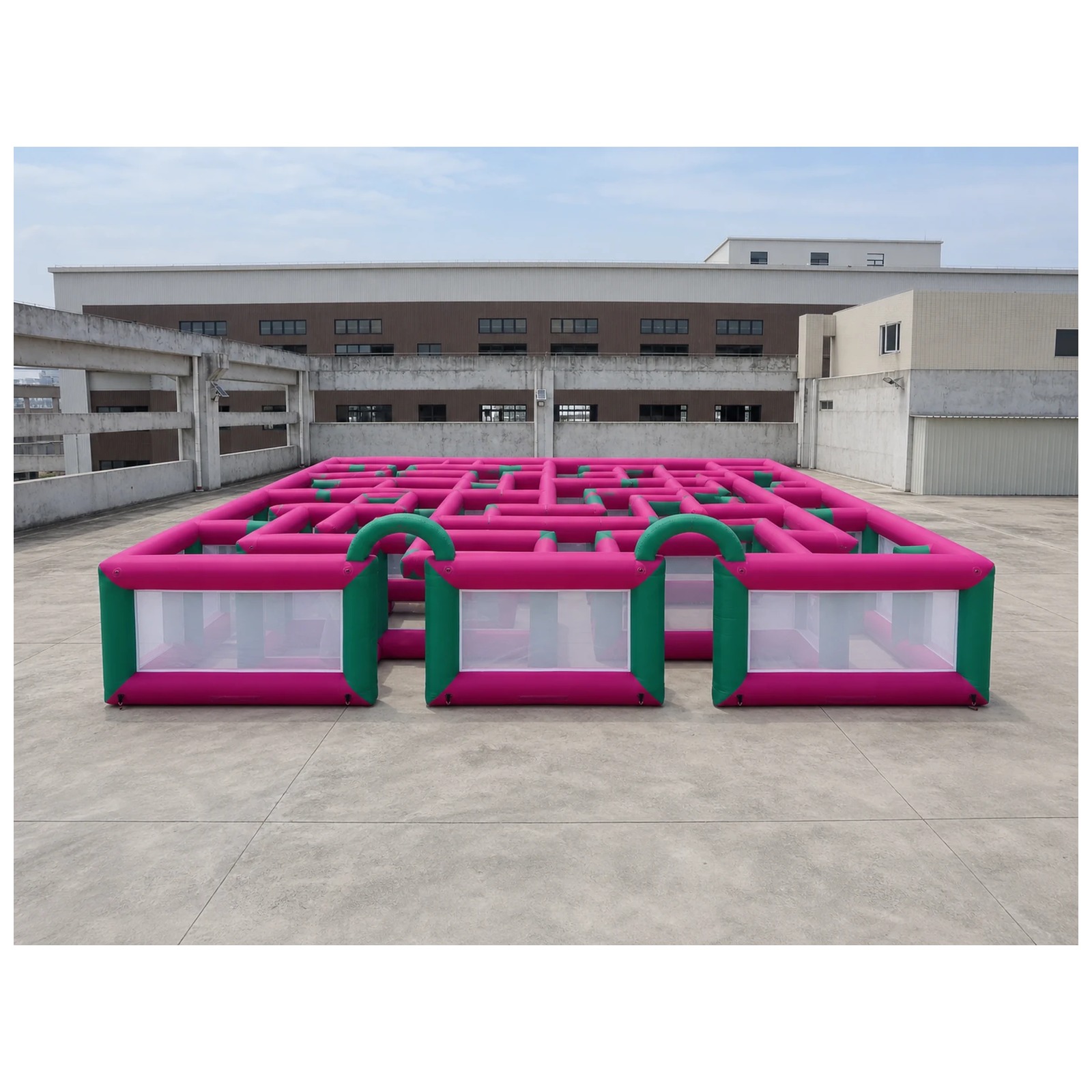 Kids Outdoor Party Venue - Large Magenta Green Mesh Open Top