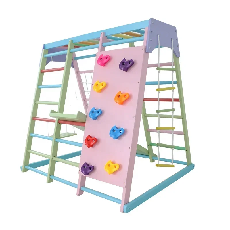 Kids Outdoor Jungle Gym - Kids Wooden Climbing Frame Indoor Set