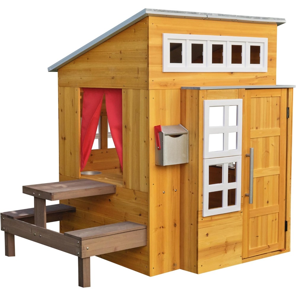 Modern Outdoor Wooden Playhous - Kids Outdoor Picnic Table review and price