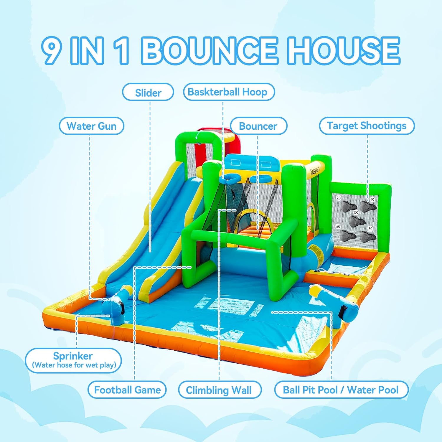 FBSPORT Inflatable Bounce Hous - Kids Outdoor Water Slide review and price