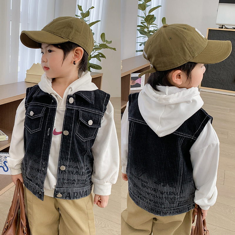 Boy Black Denim Vest Spring Au - Kids Outdoor Vest review and price