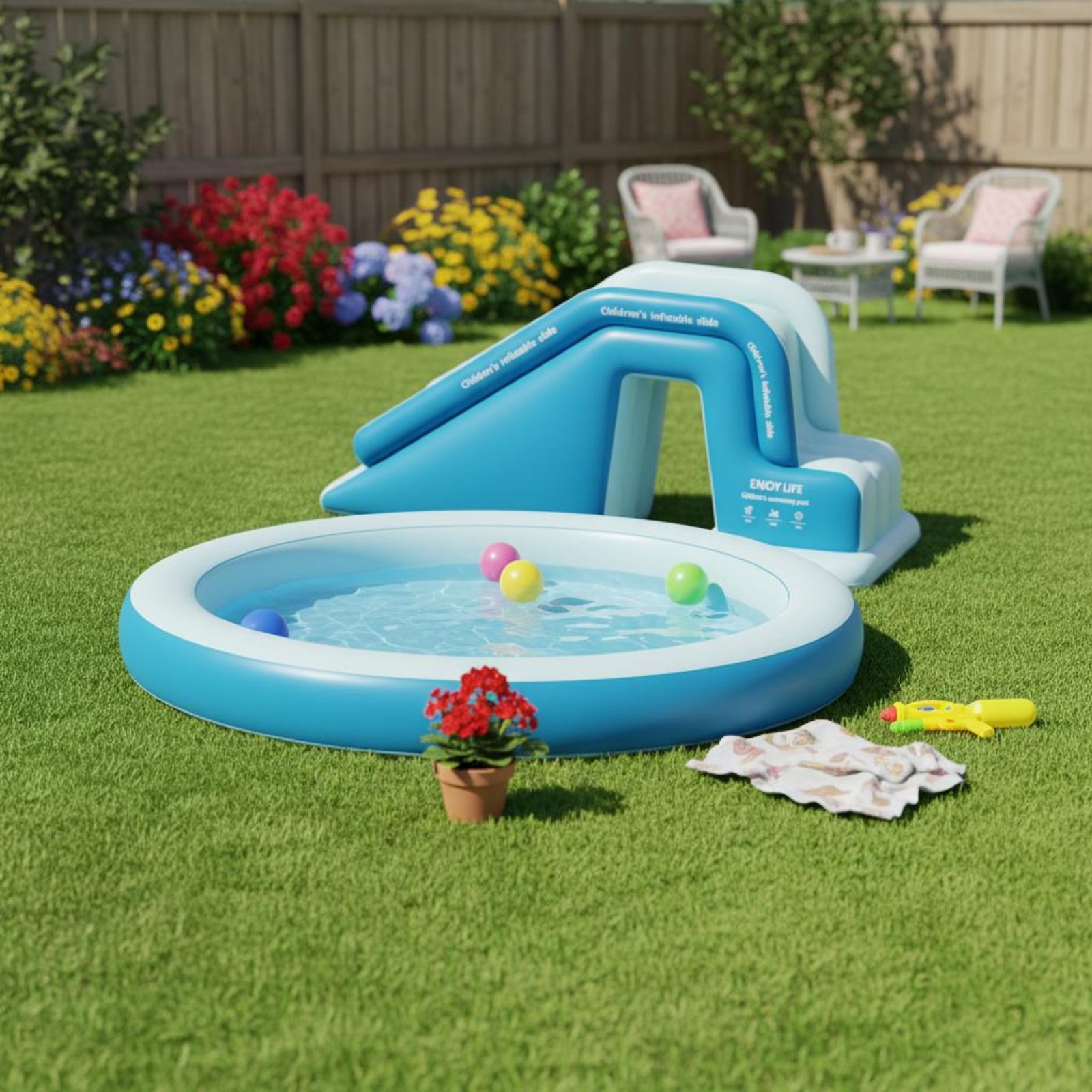 Inflatable Pool Slide Foldable - Kids Outdoor Nature Toys review and price