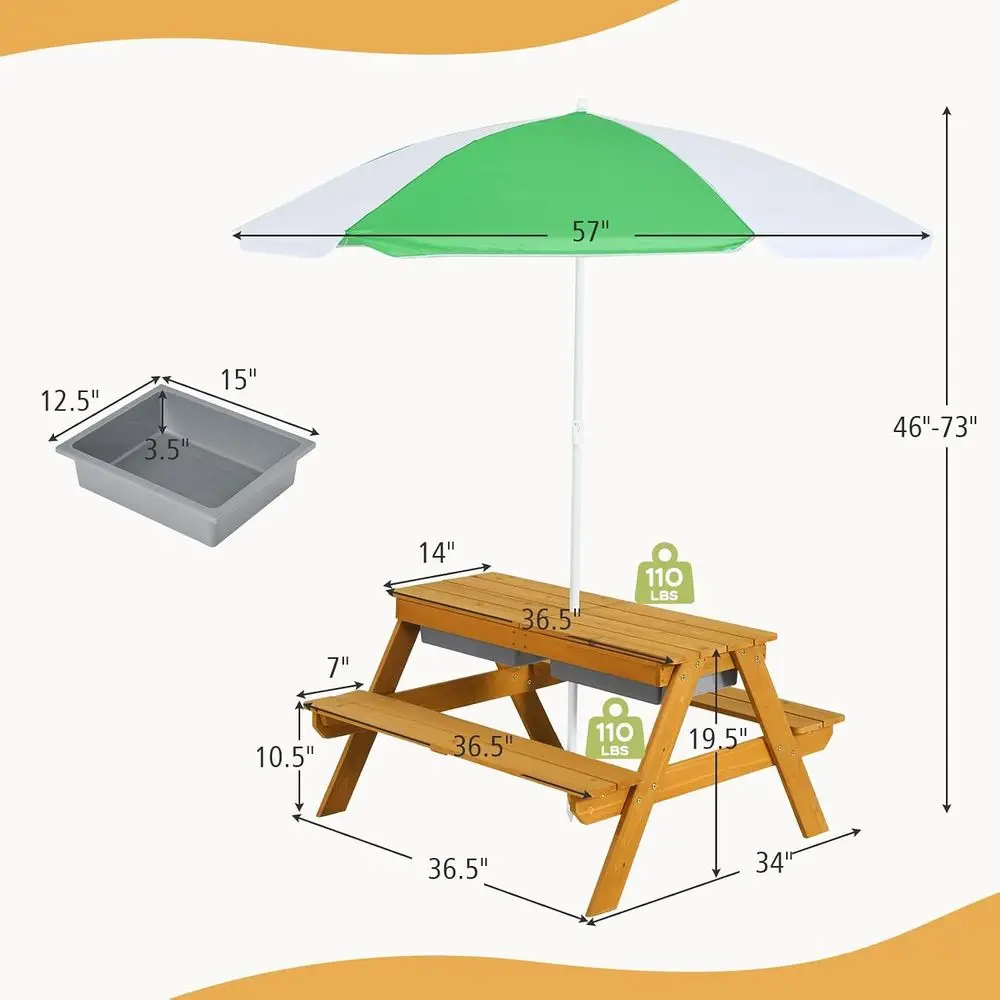 3-in-1 Height-Adjustable Umbre - Kids Outdoor Picnic Table review and price