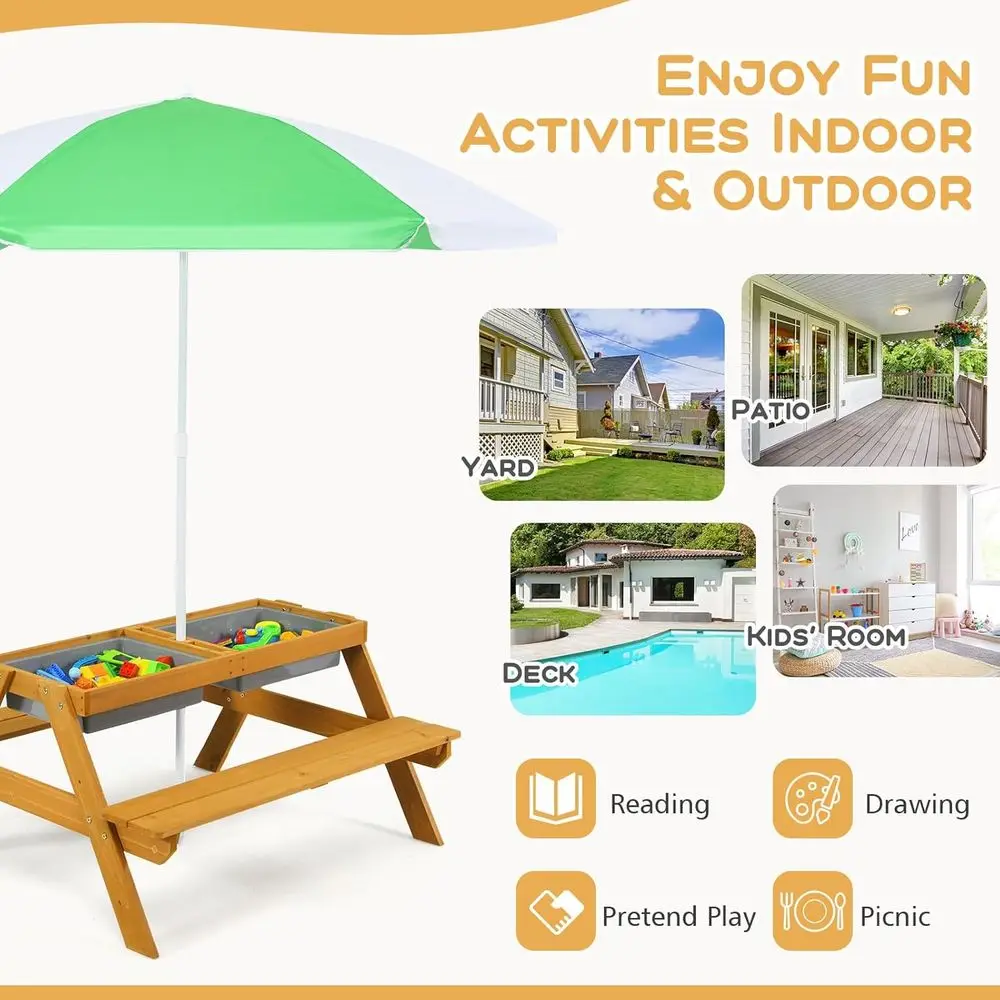 3-in-1 Height-Adjustable Umbre - Kids Outdoor Picnic Table review and price
