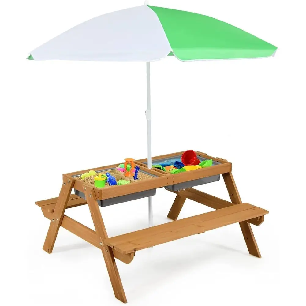 4-in-1 Wooden Sand & Water Pic - Kids Outdoor Picnic Table review and price