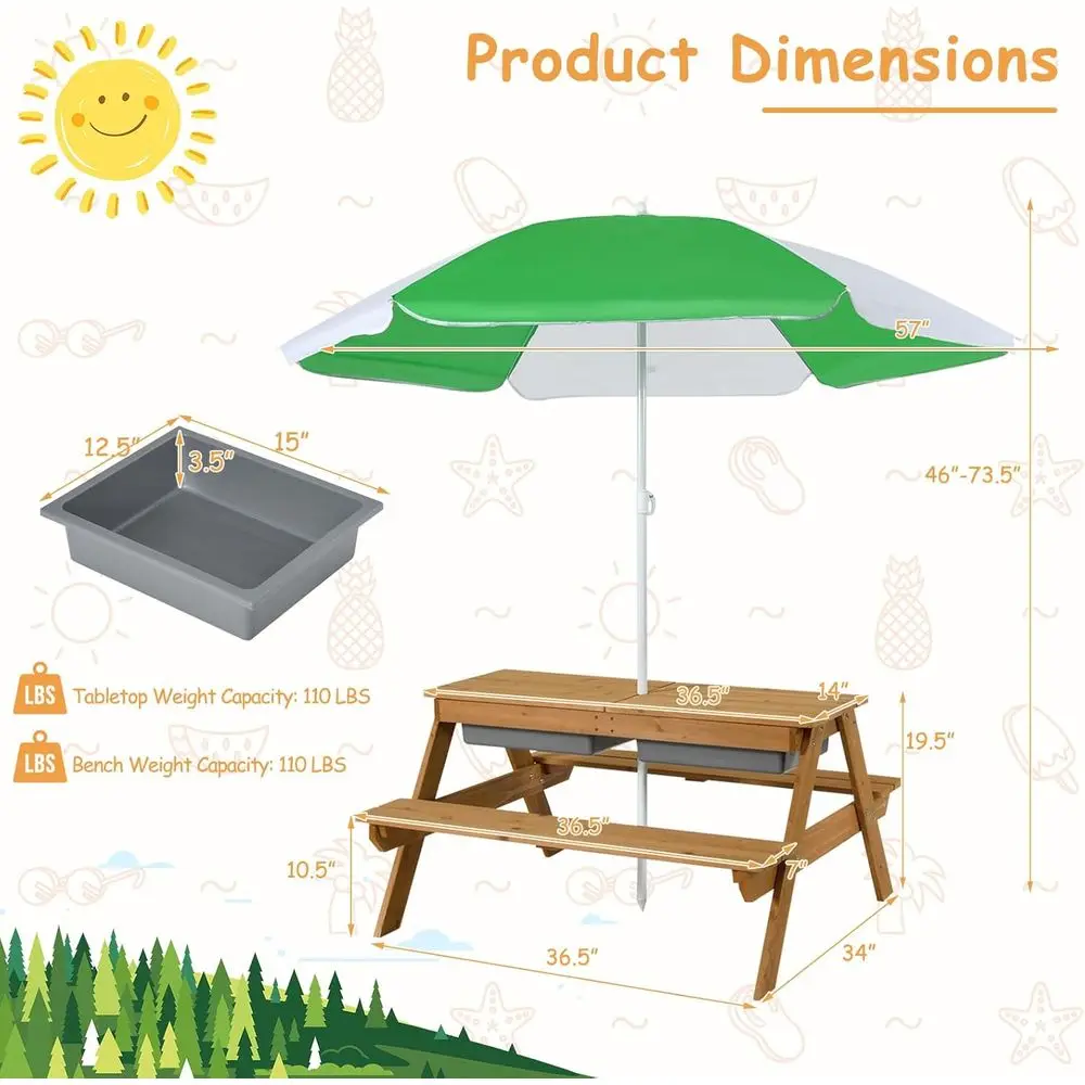 4-in-1 Wooden Sand & Water Pic - Kids Outdoor Picnic Table review and price