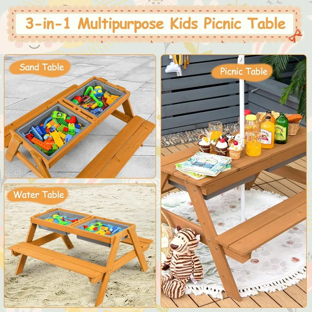 4-in-1 Wooden Sand & Water Pic - Kids Outdoor Picnic Table review and price