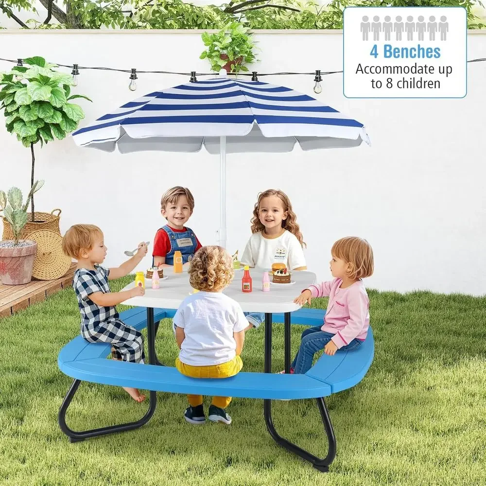 8-Person Kids Picnic Table wit - Kids Outdoor Picnic Table review and price