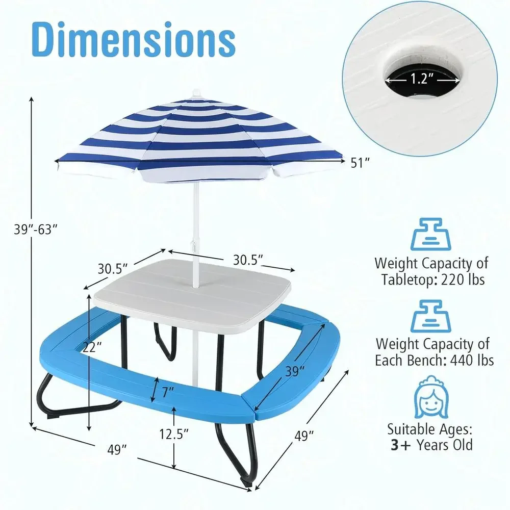 8-Person Kids Picnic Table wit - Kids Outdoor Picnic Table review and price