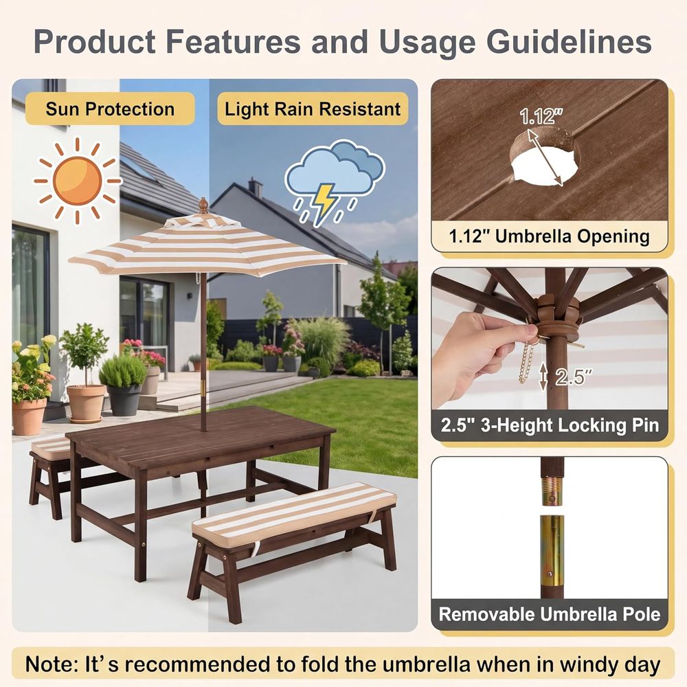 Kids Picnic Table, Large 42“x  - Kids Outdoor Picnic Table review and price