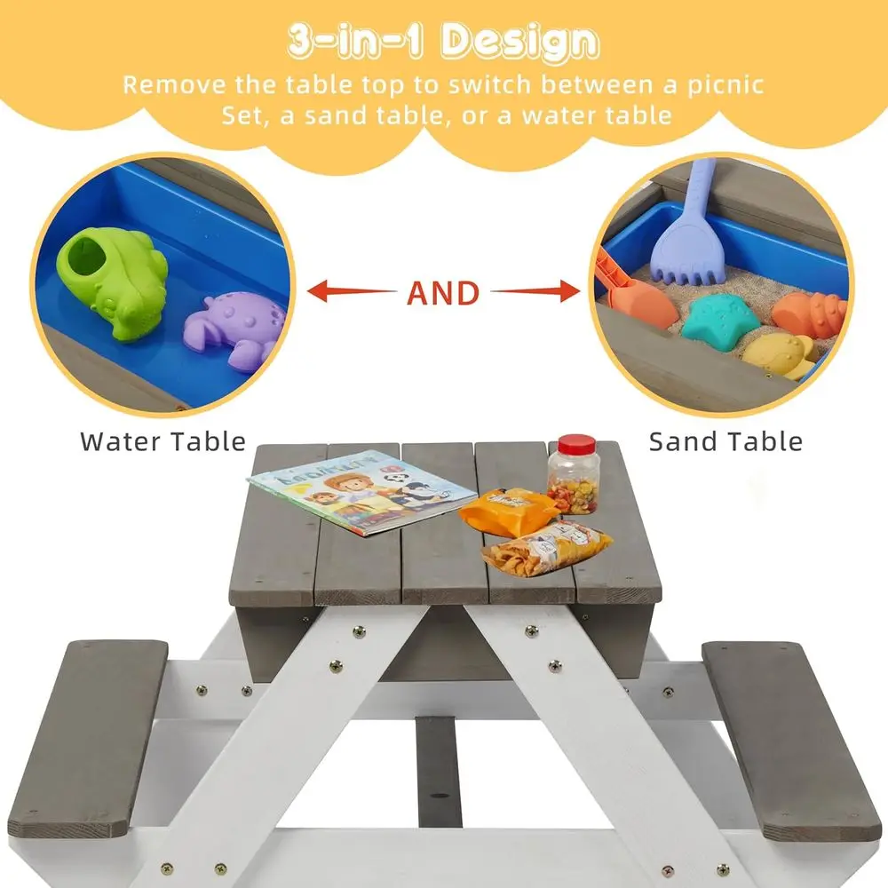 Convertible 3-in-1 Wooden Picn - Kids Outdoor Picnic Table review and price