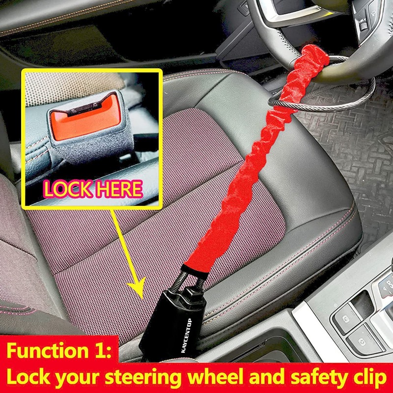 Car Steering Wheel Steel Lock  - Swing Seat Belt review and price