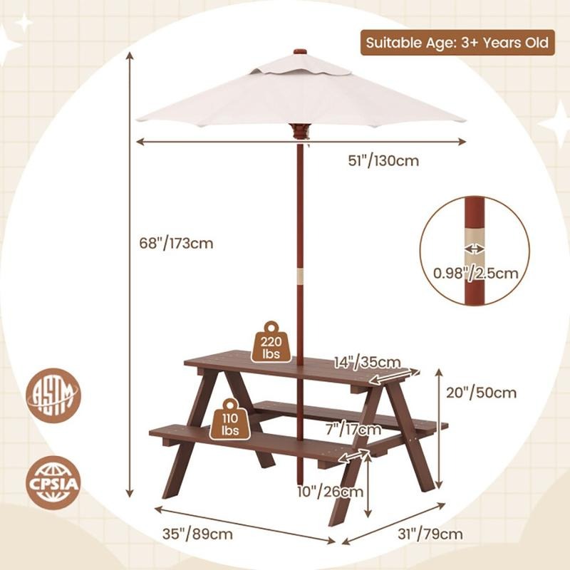 Outdoor 4-Seat Kids Picnic Tab - Kids Outdoor Picnic Table review and price
